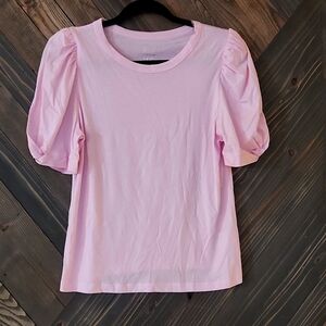 A NEW DAY PINK T SHIRT WITH PUFF DARLING SLEEVE MEDIUM NWT